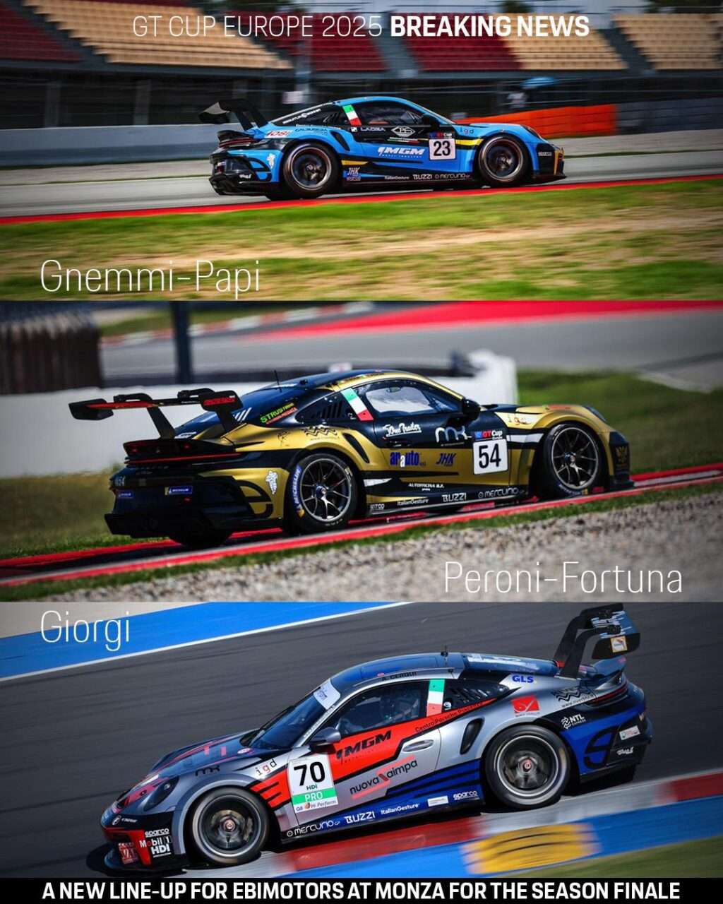 GT Cup Europe: prova finale a Monza, Ebimotors con tre auto