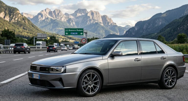 Render Nuova Fiat Croma moderna ispirata alla prima serie Giugiaro autostrada