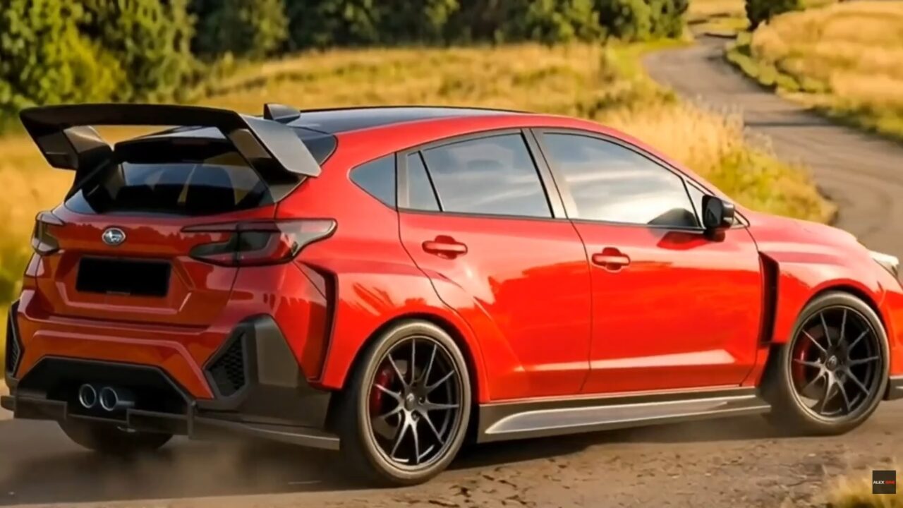 Subaru WRX STI 2027 render sportiva blu