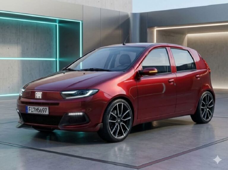 Nuova Fiat Punto 2027 prima generazione render frontale