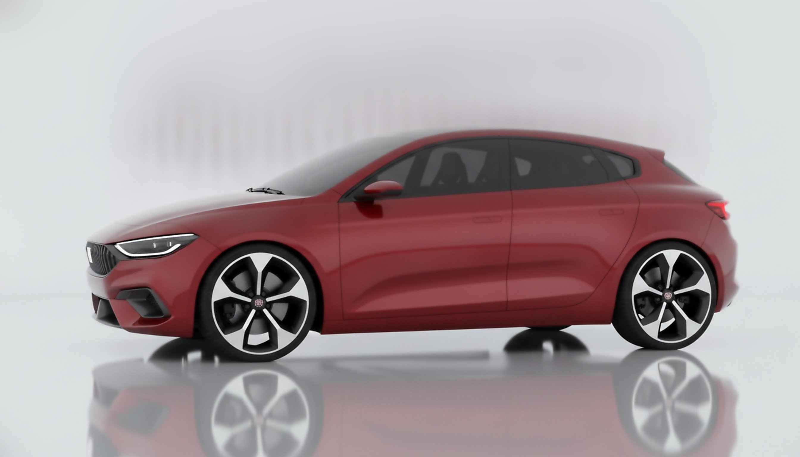Nuova Fiat Bravo 2028 concept render profilo laterale