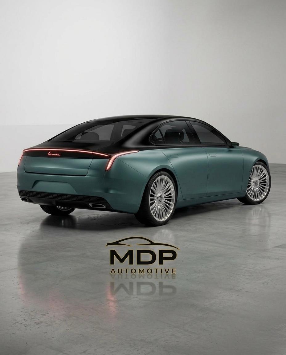 Render Lancia Thesis 2026 vista laterale fastback