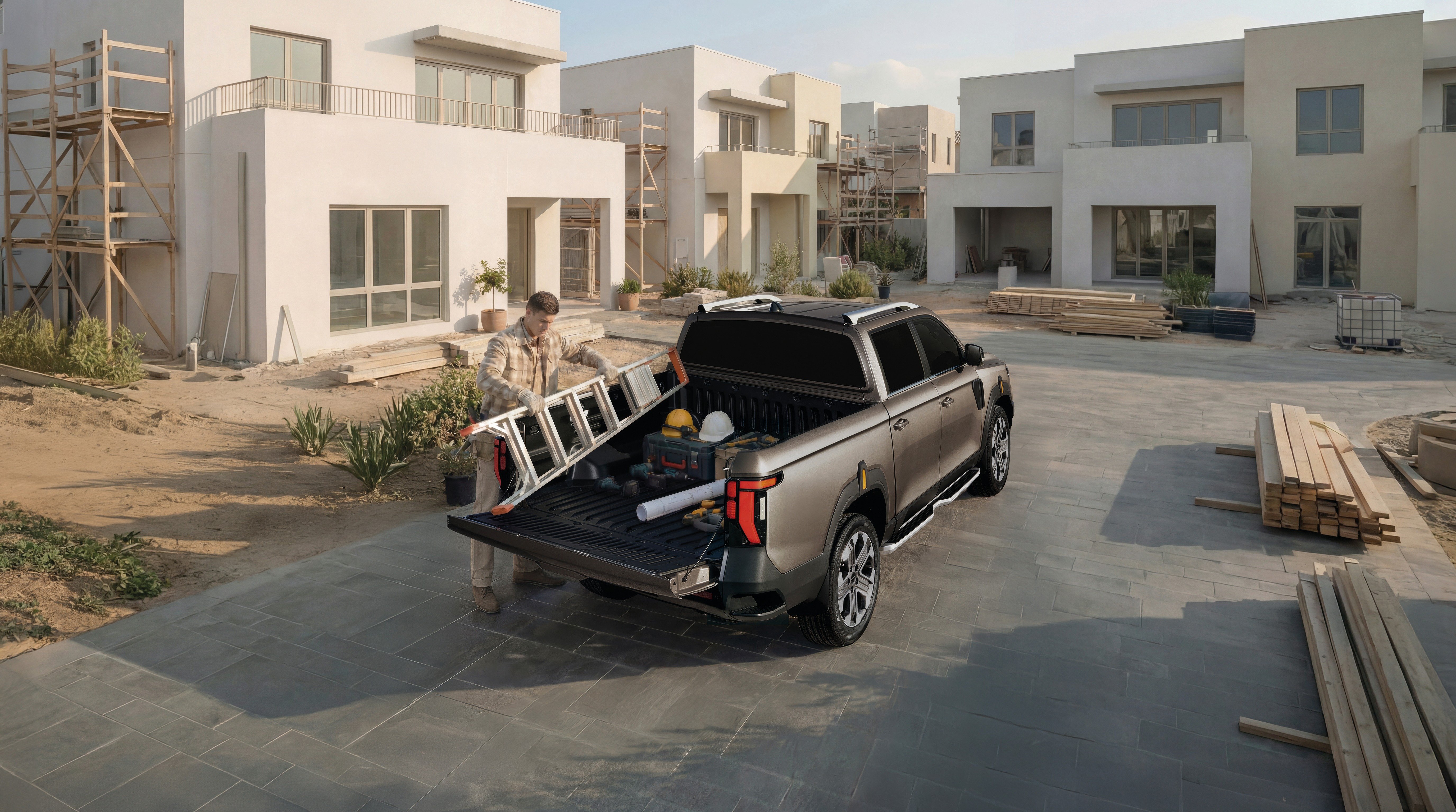 Nuovo KGM Rexton Sports XL 2026 con cassone carico in cantiere