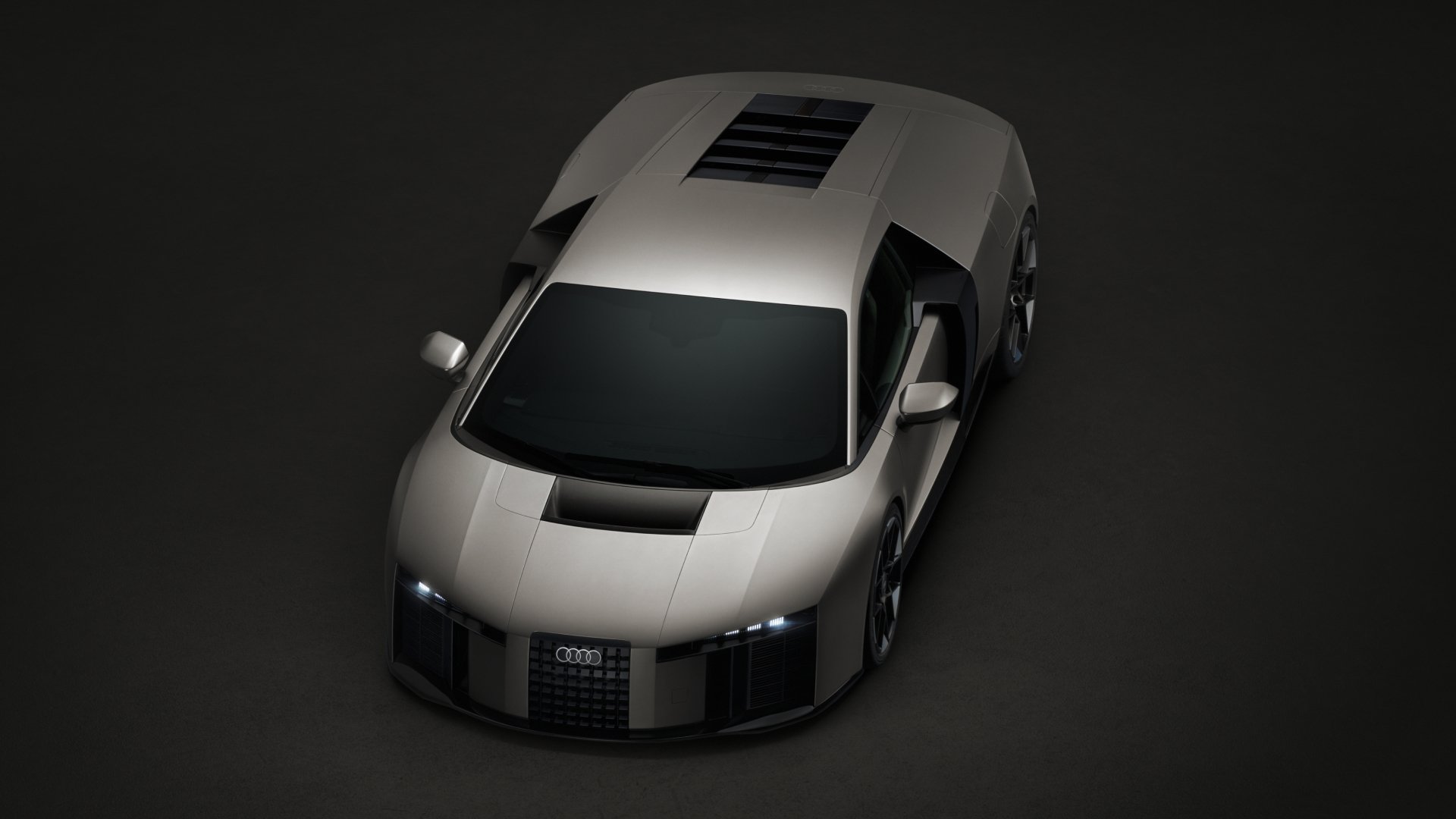 Audi Nuvolari 2027 vista dall'alto cofano motore in carbonio